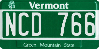 VT license plate NCD766
