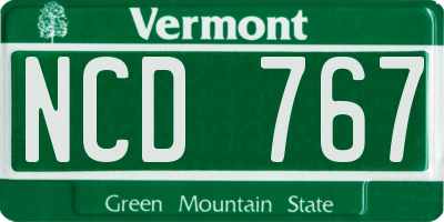 VT license plate NCD767