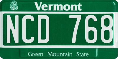 VT license plate NCD768
