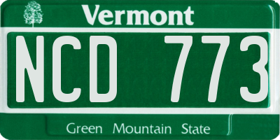 VT license plate NCD773