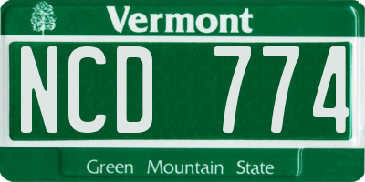 VT license plate NCD774