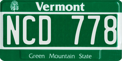 VT license plate NCD778