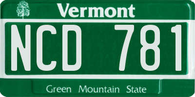 VT license plate NCD781