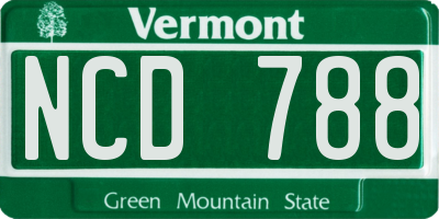 VT license plate NCD788