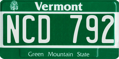 VT license plate NCD792