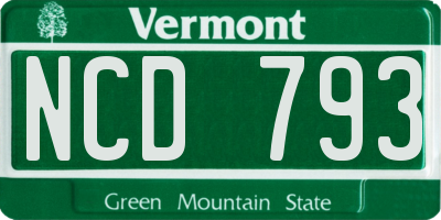 VT license plate NCD793