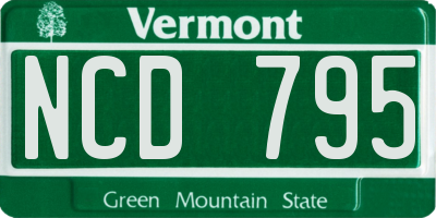 VT license plate NCD795
