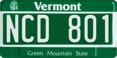 VT license plate NCD801