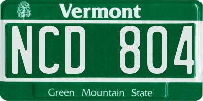 VT license plate NCD804