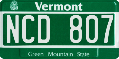 VT license plate NCD807