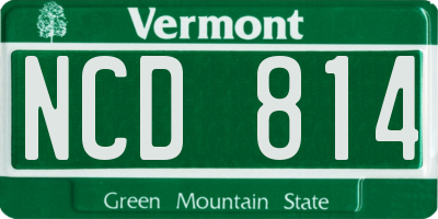 VT license plate NCD814