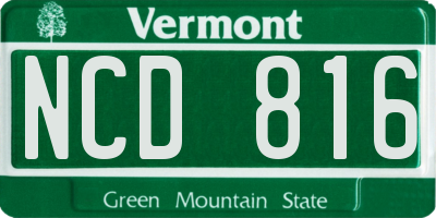 VT license plate NCD816