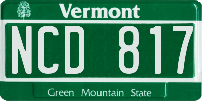 VT license plate NCD817