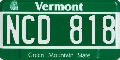 VT license plate NCD818