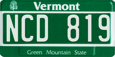 VT license plate NCD819