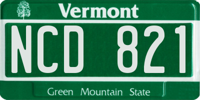 VT license plate NCD821