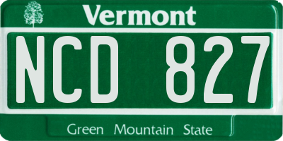 VT license plate NCD827