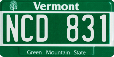 VT license plate NCD831