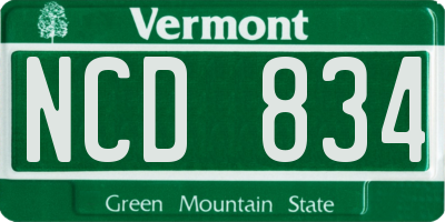 VT license plate NCD834