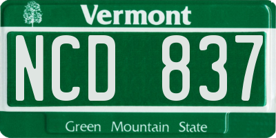 VT license plate NCD837