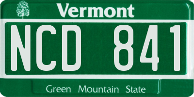 VT license plate NCD841