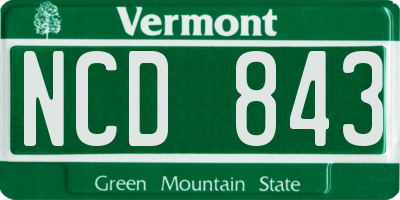 VT license plate NCD843