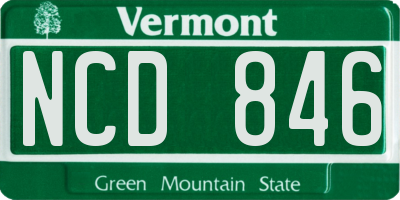 VT license plate NCD846