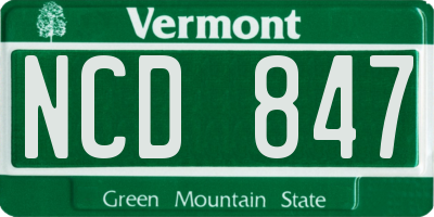 VT license plate NCD847