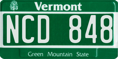 VT license plate NCD848