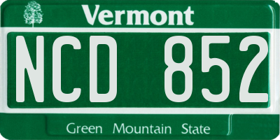 VT license plate NCD852