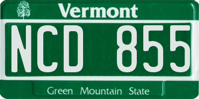 VT license plate NCD855