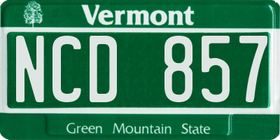 VT license plate NCD857