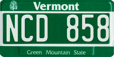 VT license plate NCD858