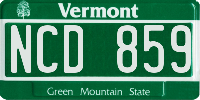 VT license plate NCD859