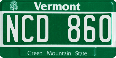 VT license plate NCD860