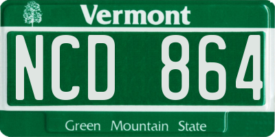 VT license plate NCD864
