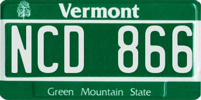 VT license plate NCD866