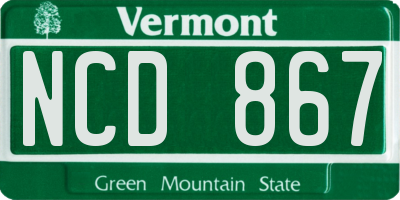 VT license plate NCD867