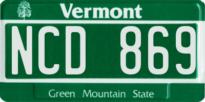 VT license plate NCD869