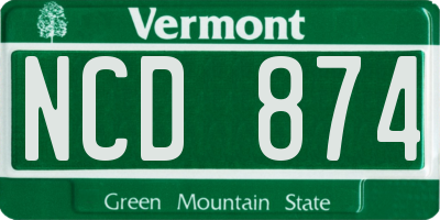 VT license plate NCD874