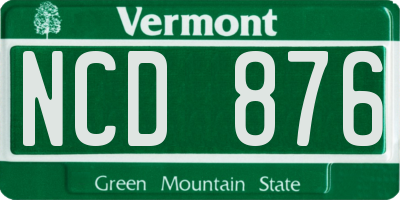 VT license plate NCD876