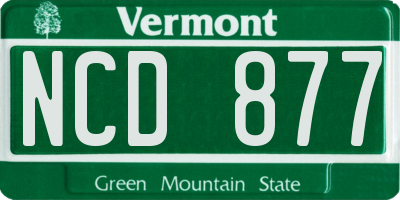VT license plate NCD877