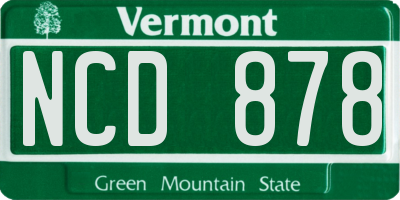 VT license plate NCD878