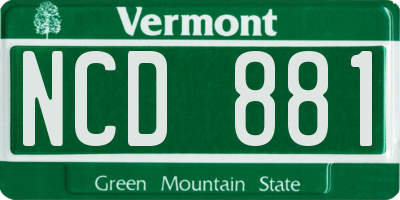 VT license plate NCD881