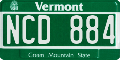 VT license plate NCD884