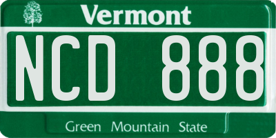 VT license plate NCD888