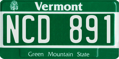 VT license plate NCD891