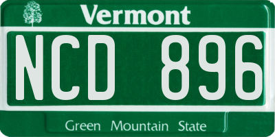 VT license plate NCD896