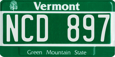 VT license plate NCD897