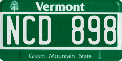 VT license plate NCD898